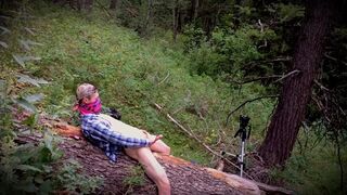 Outdoor twink wanks himself on a log wearing big boy boots! - 15 image