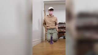 Asian Sissy Femboy Cum in White Socks and Chastity Cage - 3 image