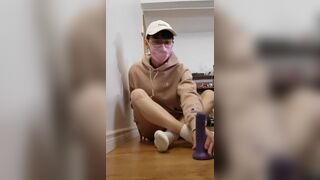 Asian Sissy Femboy Cum in White Socks and Chastity Cage - 5 image