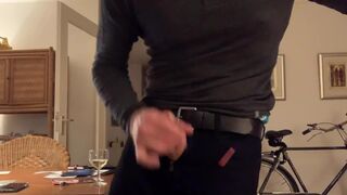 Super hard cock jerk-off, long edging session and cumming standing up in black jeans. Verbal masturb - 14 image