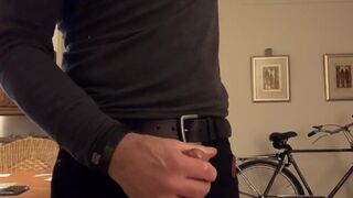 Super hard cock jerk-off, long edging session and cumming standing up in black jeans. Verbal masturb - 15 image