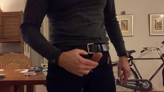 Super hard cock jerk-off, long edging session and cumming standing up in black jeans. Verbal masturb - 6 image