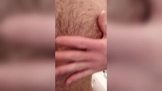 Hairy guy masturbates in the bathroom and powerfully cums - 14 image