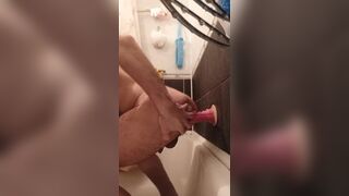 guy fucks himself with a dragon dildo in the shower - 10 image