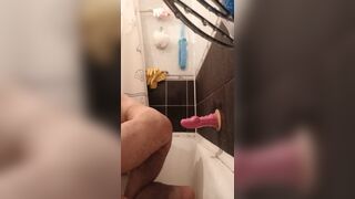guy fucks himself with a dragon dildo in the shower - 12 image