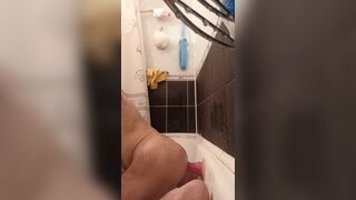 guy fucks himself with a dragon dildo in the shower - 14 image