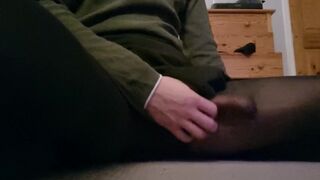 Crossdressing sissy cums on pantyhose tights man - 5 image