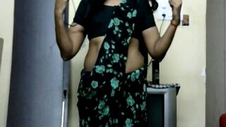 KRITHI Saree Navel Tease, Hip Folds, Belly Shakes Close up man