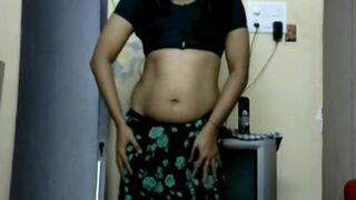 KRITHI Saree Navel Tease, Hip Folds, Belly Shakes Close up man