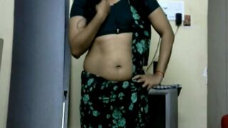 KRITHI Saree Navel Tease, Hip Folds, Belly Shakes Close up man