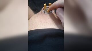 Micropenis Superglue ashtray damp cigarette solo cbt BDSM