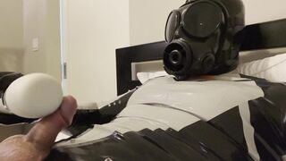 Horny rubberdrone cum in new latex Dainese catsuit - 3 image