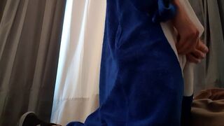 Twink teen in onesie got horny while reading