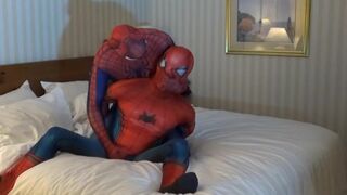 horny classic spiderman overpowers his spider enemy