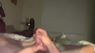 Inexperienced guy fingering tight ass and jerking off. (feet and cumshot) - 14 image