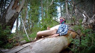 Hot Country Boy Jacks Off On Fallen Tree in Public Wilderness - 10 image