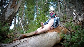 Hot Country Boy Jacks Off On Fallen Tree in Public Wilderness - 11 image
