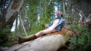 Hot Country Boy Jacks Off On Fallen Tree in Public Wilderness - 12 image