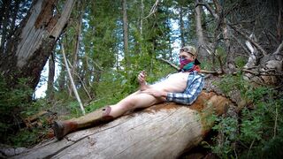 Hot Country Boy Jacks Off On Fallen Tree in Public Wilderness