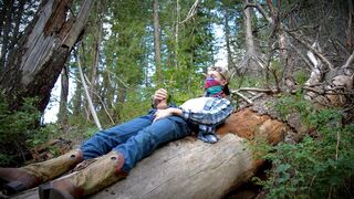 Hot Country Boy Jacks Off On Fallen Tree in Public Wilderness