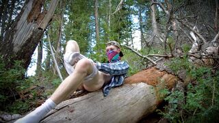 Hot Country Boy Jacks Off On Fallen Tree in Public Wilderness - 7 image