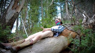 Hot Country Boy Jacks Off On Fallen Tree in Public Wilderness