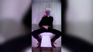 Western Cowboy Strokes Cock on Bar Stool Till Ejaculation!