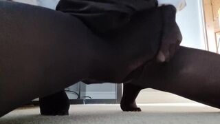 Horny office crossdresser fingers ass in pantyhose - 15 image
