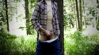 Muscle Hunk Strokes it Raw in the Redwood Forest for Fun! - 3 image
