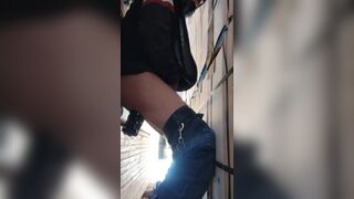 Thin horny bottom fuck him self at job site and squirts!! - 14 image