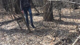 In the forest, she sucks the owners big cock - 1 image