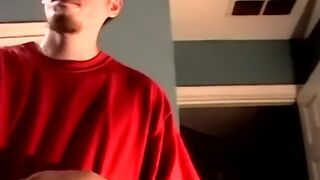 Jock American Joshua smoking before blowjob and cumshot