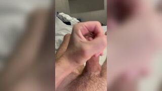 Jerking my huge cock in the hotel room
