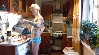 Good morning.  Two bowls and a large sausage. - 2 image