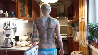 Good morning.  Two bowls and a large sausage.