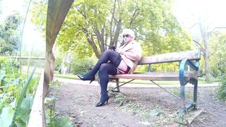 Slutty Michellemaidstone dressed in public on a park bench - 10 image