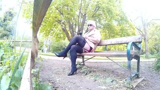 Slutty Michellemaidstone dressed in public on a park bench - 11 image