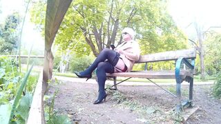 Slutty Michellemaidstone dressed in public on a park bench - 14 image