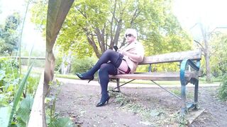 Slutty Michellemaidstone dressed in public on a park bench - 15 image