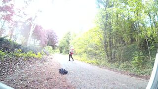 Slut gets undressed in the lane and nearly get caught