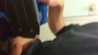 Public toilet wank. Jerk off into my work boots