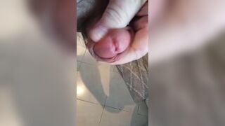 Me in wifes panties inserting my cock in the gusset