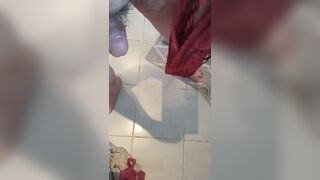 Me in wifes panties inserting my cock in the gusset - 8 image