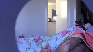Candid feet caught in bed - Long hairy male legs - MANLYFOOT - 12 image