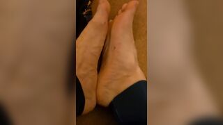 Male soles close up POV with sock pull and close up of my deep wrinkles - 11 image