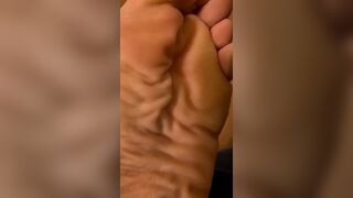 Male soles close up POV with sock pull and close up of my deep wrinkles - 15 image