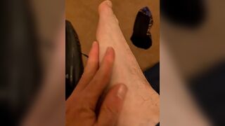 Male soles close up POV with sock pull and close up of my deep wrinkles - 7 image