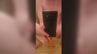 Twink plays with a 10 inch dildo after a shower - 11 image