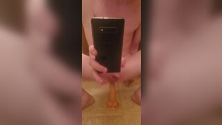 Twink plays with a 10 inch dildo after a shower - 12 image