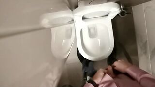 Alexey jerking off at offices open space and cumming at toilet (russian gay masturbate homevideo) - 3 image